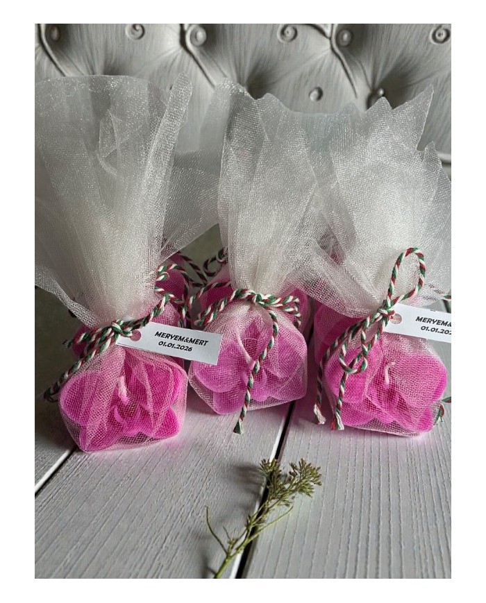 Tül İçinde Orkide Çiçeği Mum(Yazı Yazılır) 1 Adet