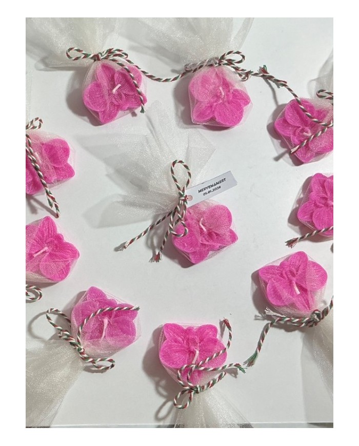 Tül İçinde Orkide Çiçeği Mum(Yazı Yazılır) 1 Adet