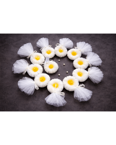 Tül İçinde Papatya Mum(Yazı Yazılır) 1 Adet