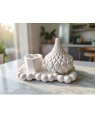 Beton Fiyonk Tabak Şekerlik Kalp Saksı 3'lü Set