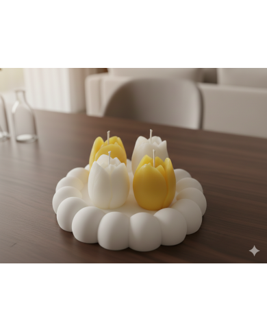 Beton Tabak Dökme Lavanta Kokulu Lale Mum