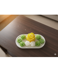 Beton Tepsi Vanilya Kokulu Lale Ve Çiçek Mum